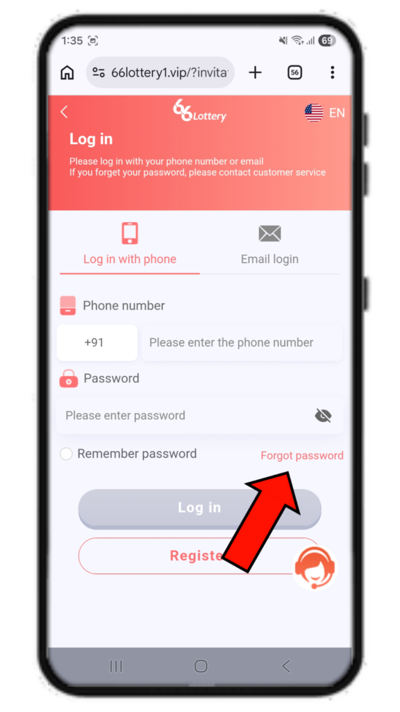 66lottery forgot password